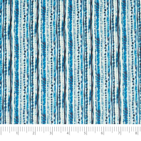 SINGER China Blue Batiks Stripe Cotton Fabric